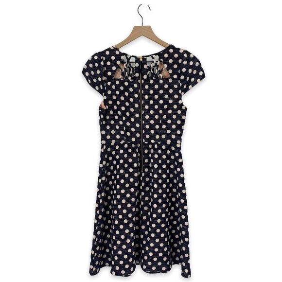 Anthropologie Nicola Polka Dot Fit & Flare Black Cream Cutout Size 0 - Picture 6 of 11